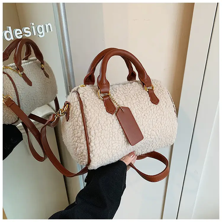Women's Brown Plush Boston Crossbody Bag 2026 — feature 13