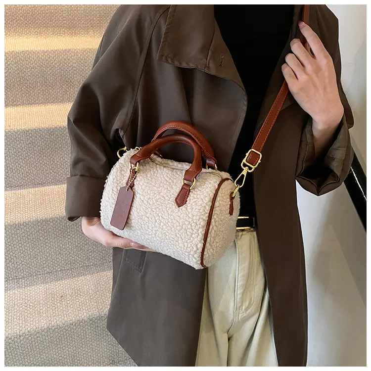 Women's Brown Plush Boston Crossbody Bag 2026 — feature 21