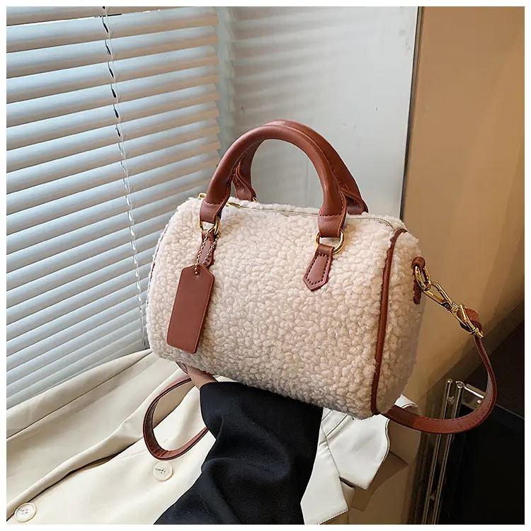 Women's Brown Plush Boston Crossbody Bag 2026 - Image 2
