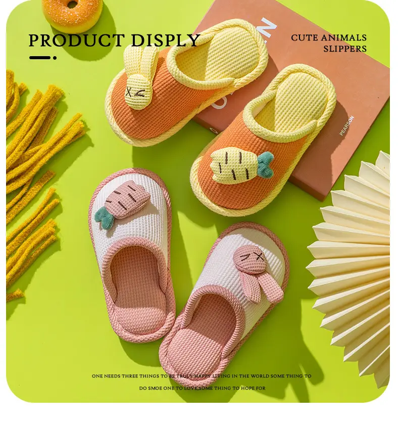 Baotou Cotton Slippers for Girls, Autumn and Winter Indoor Breathable Carrot Rabbit Silent Cartoon Non-Slip Parent-Child Slippers, Linen Winter — feature 15