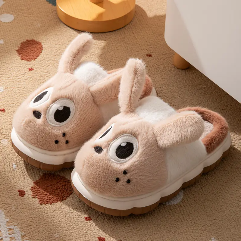 Baotou Cotton Slippers for Girls, Autumn and Winter Indoor Breathable Carrot Rabbit Silent Cartoon Non-Slip Parent-Child Slippers, Linen Winter