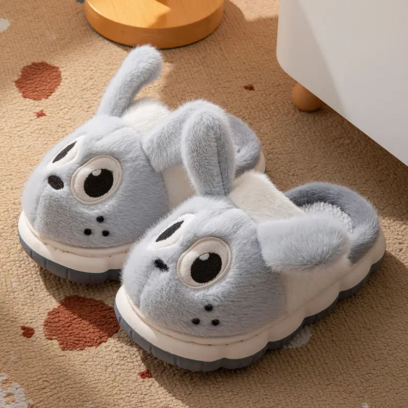 Baotou Cotton Slippers for Girls, Autumn and Winter Indoor Breathable Carrot Rabbit Silent Cartoon Non-Slip Parent-Child Slippers, Linen Winter