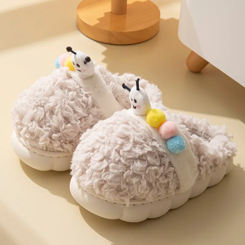 Baotou Cotton Slippers for Girls, Autumn and Winter Indoor Breathable Carrot Rabbit Silent Cartoon Non-Slip Parent-Child Slippers, Linen Winter