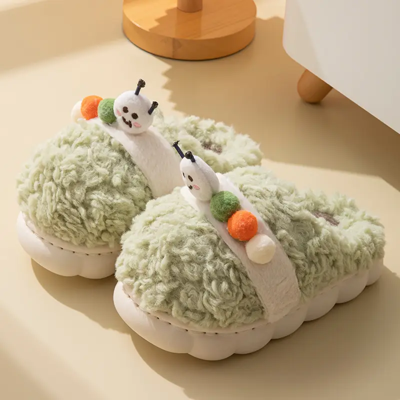 Baotou Cotton Slippers for Girls, Autumn and Winter Indoor Breathable Carrot Rabbit Silent Cartoon Non-Slip Parent-Child Slippers, Linen Winter