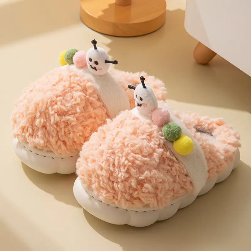 Baotou Cotton Slippers for Girls, Autumn and Winter Indoor Breathable Carrot Rabbit Silent Cartoon Non-Slip Parent-Child Slippers, Linen Winter