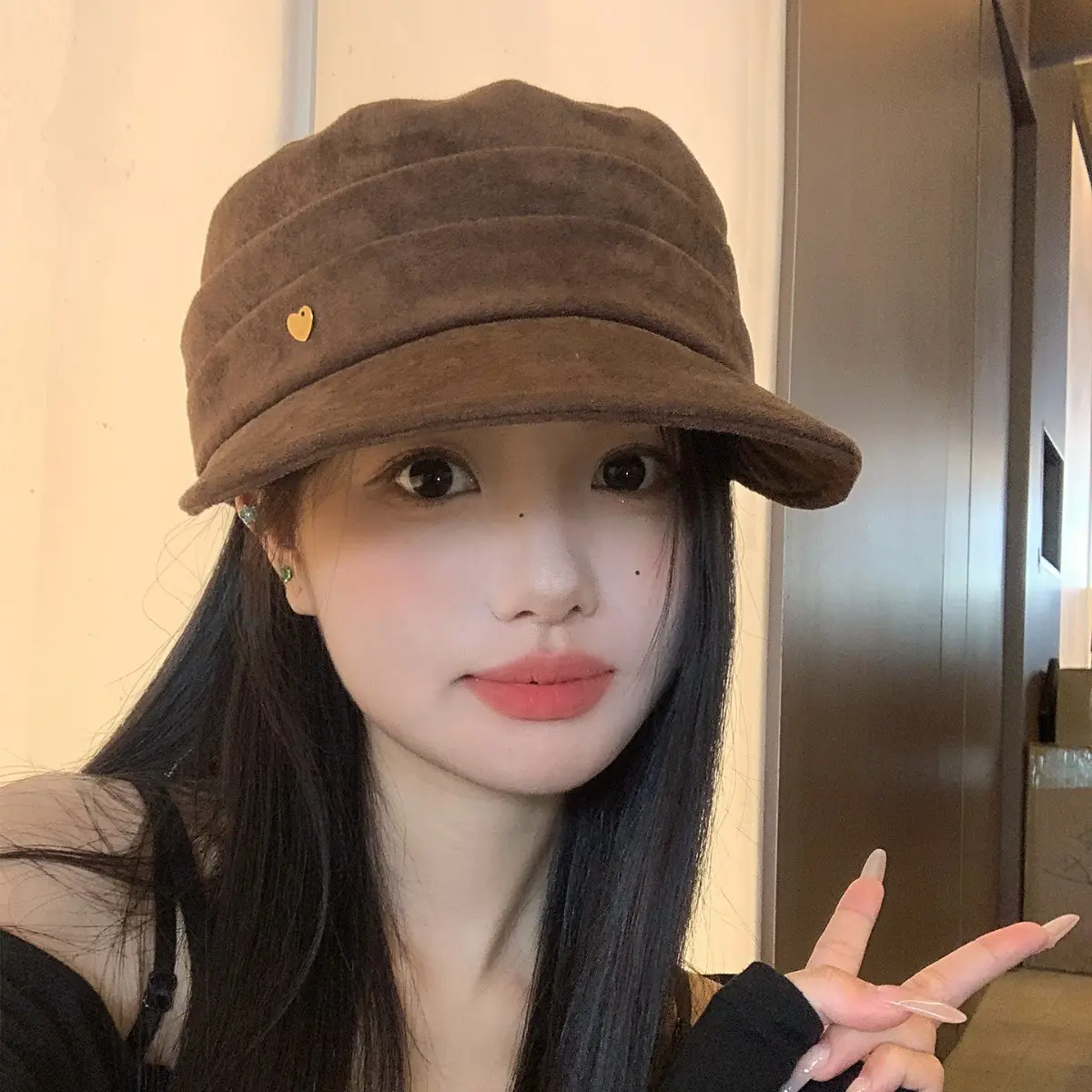 Japanese Retro Melard Pleated Coffee Beret for Women - Image 6