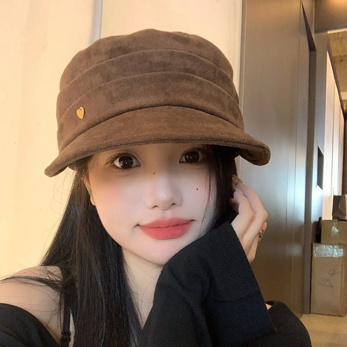 Japanese Retro Melard Pleated Coffee Beret for Women - Image 7