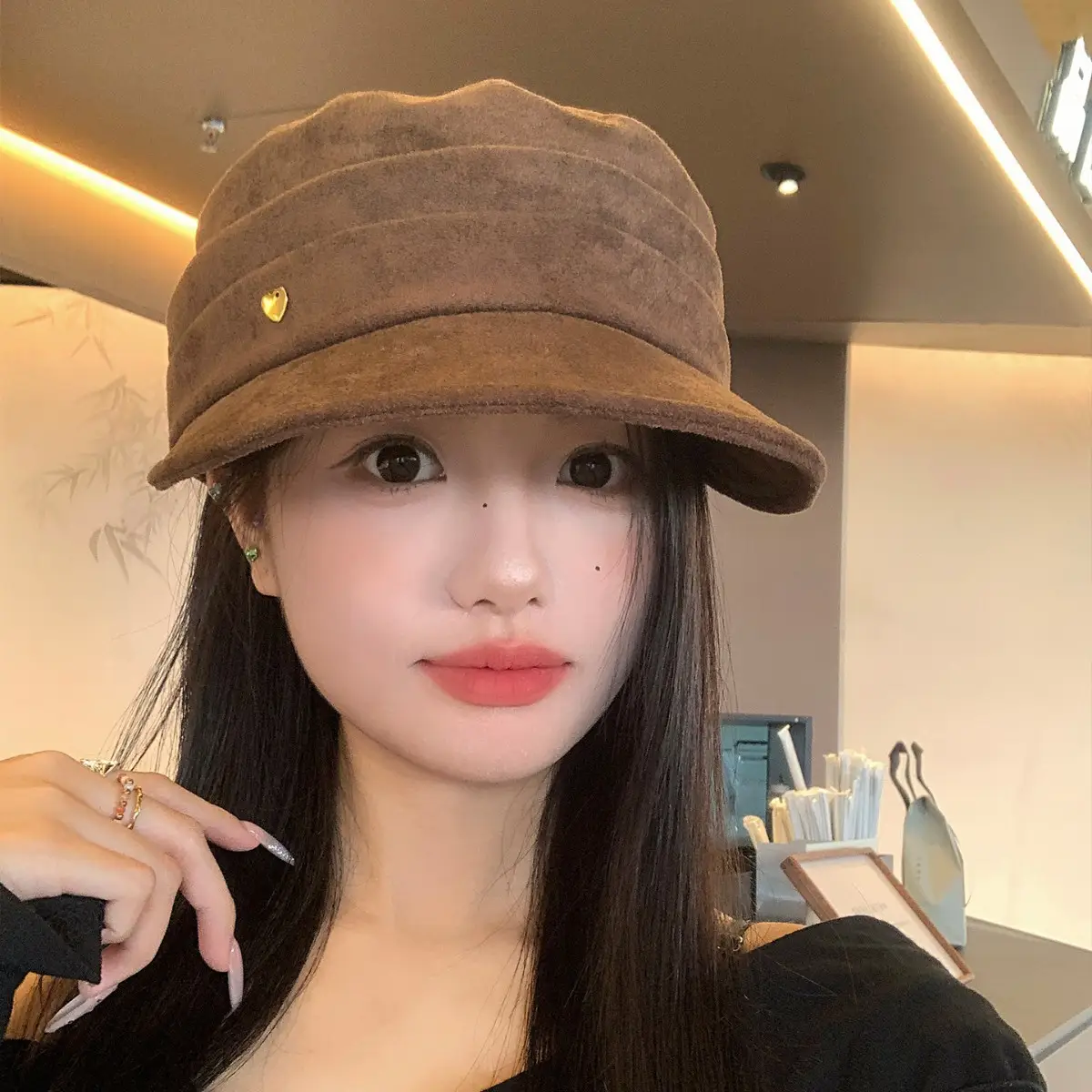 Japanese Retro Melard Pleated Coffee Beret for Women - Image 8