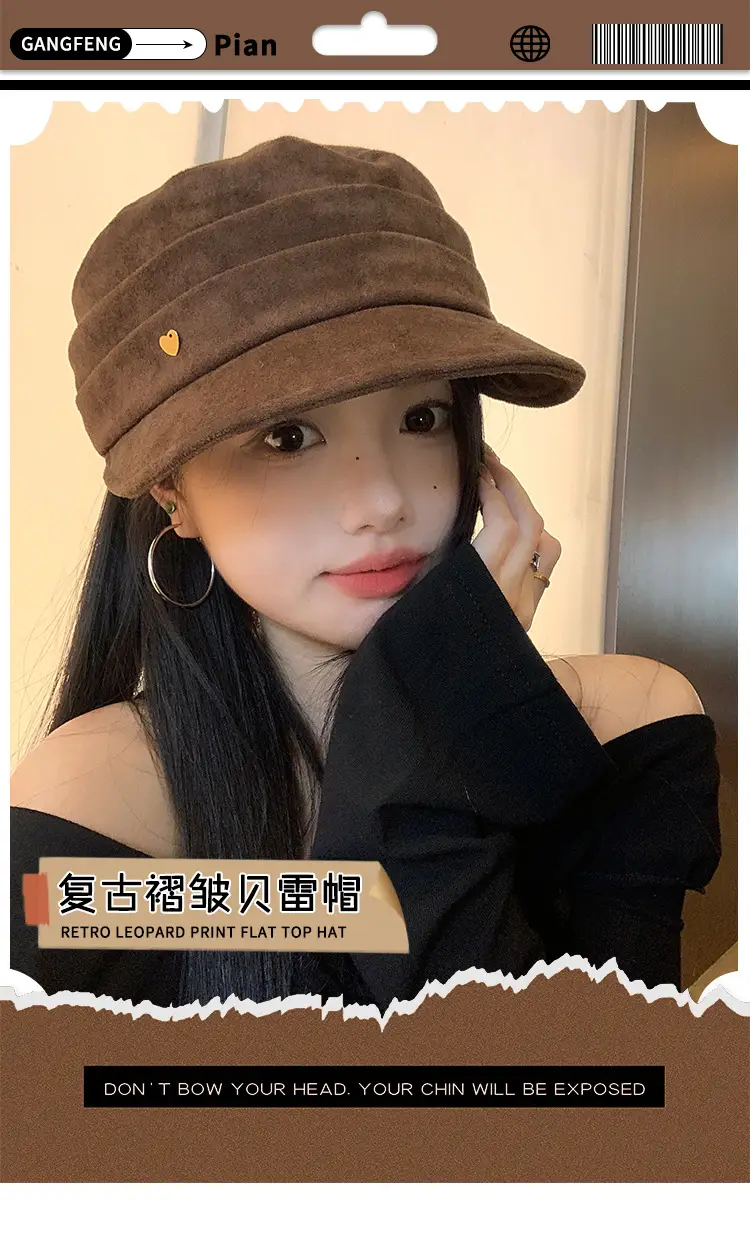 Japanese Retro Melard Pleated Coffee Beret for Women — feature 1