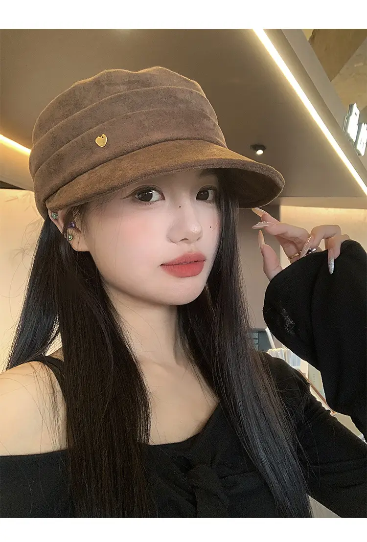 Japanese Retro Melard Pleated Coffee Beret for Women — feature 10