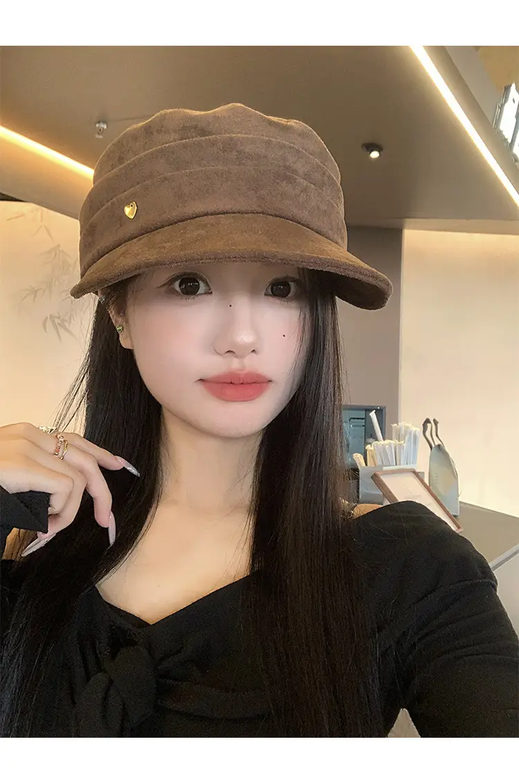 Japanese Retro Melard Pleated Coffee Beret for Women — feature 6