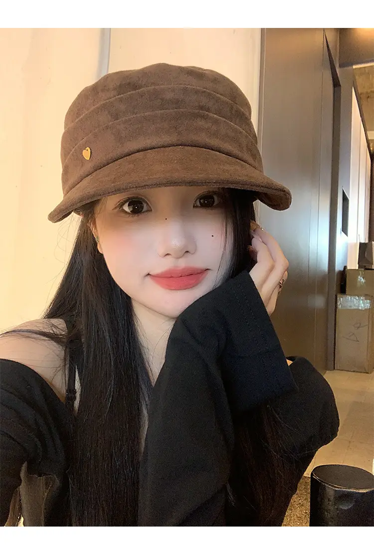 Japanese Retro Melard Pleated Coffee Beret for Women — feature 7