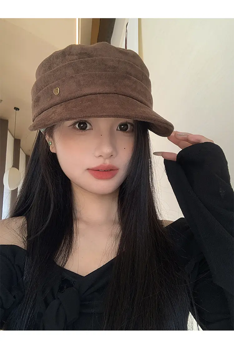 Japanese Retro Melard Pleated Coffee Beret for Women — feature 8