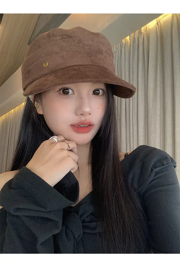 Japanese Retro Melard Pleated Coffee Beret for Women — feature 9