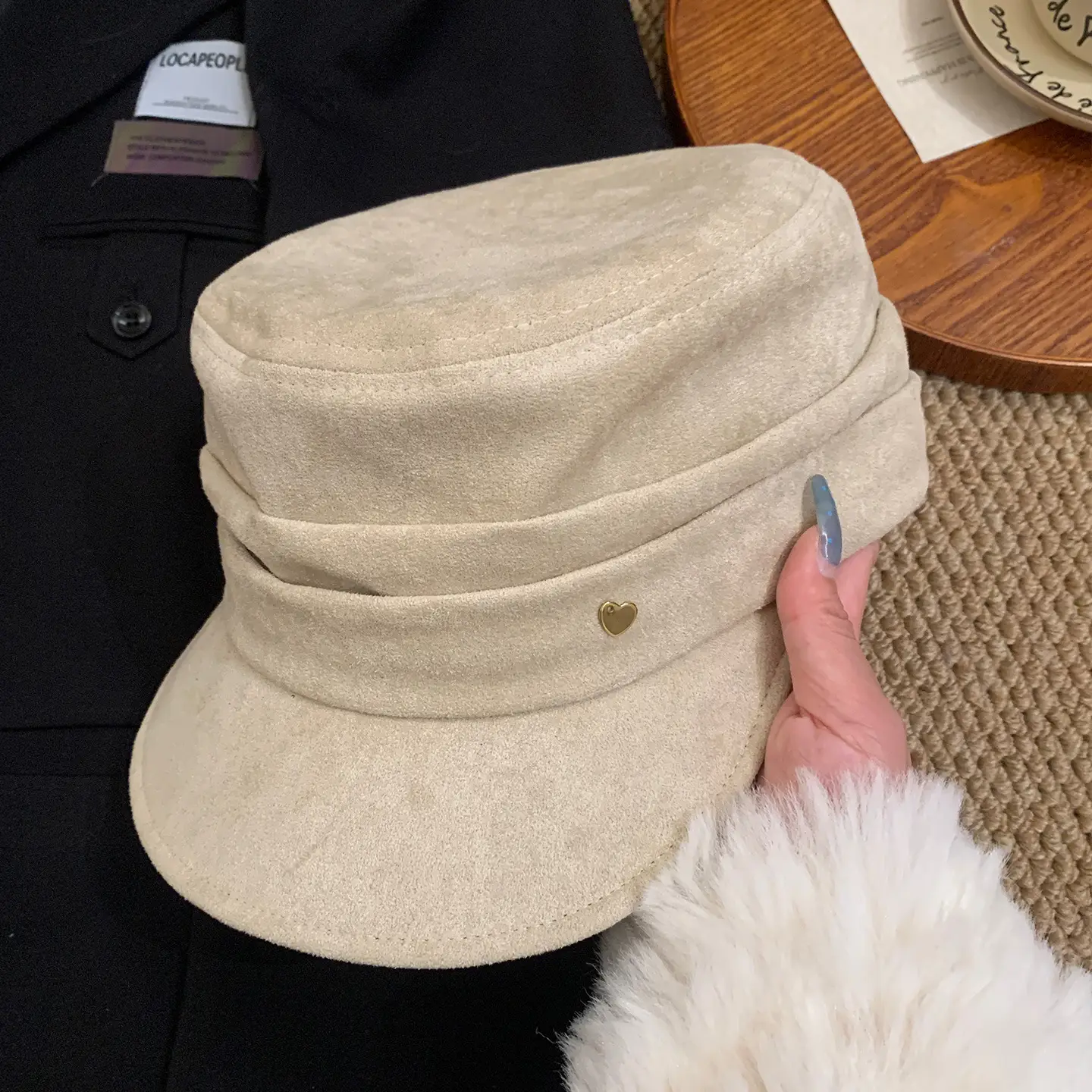 Japanese Retro Melard Pleated Coffee Beret for Women - Image 2
