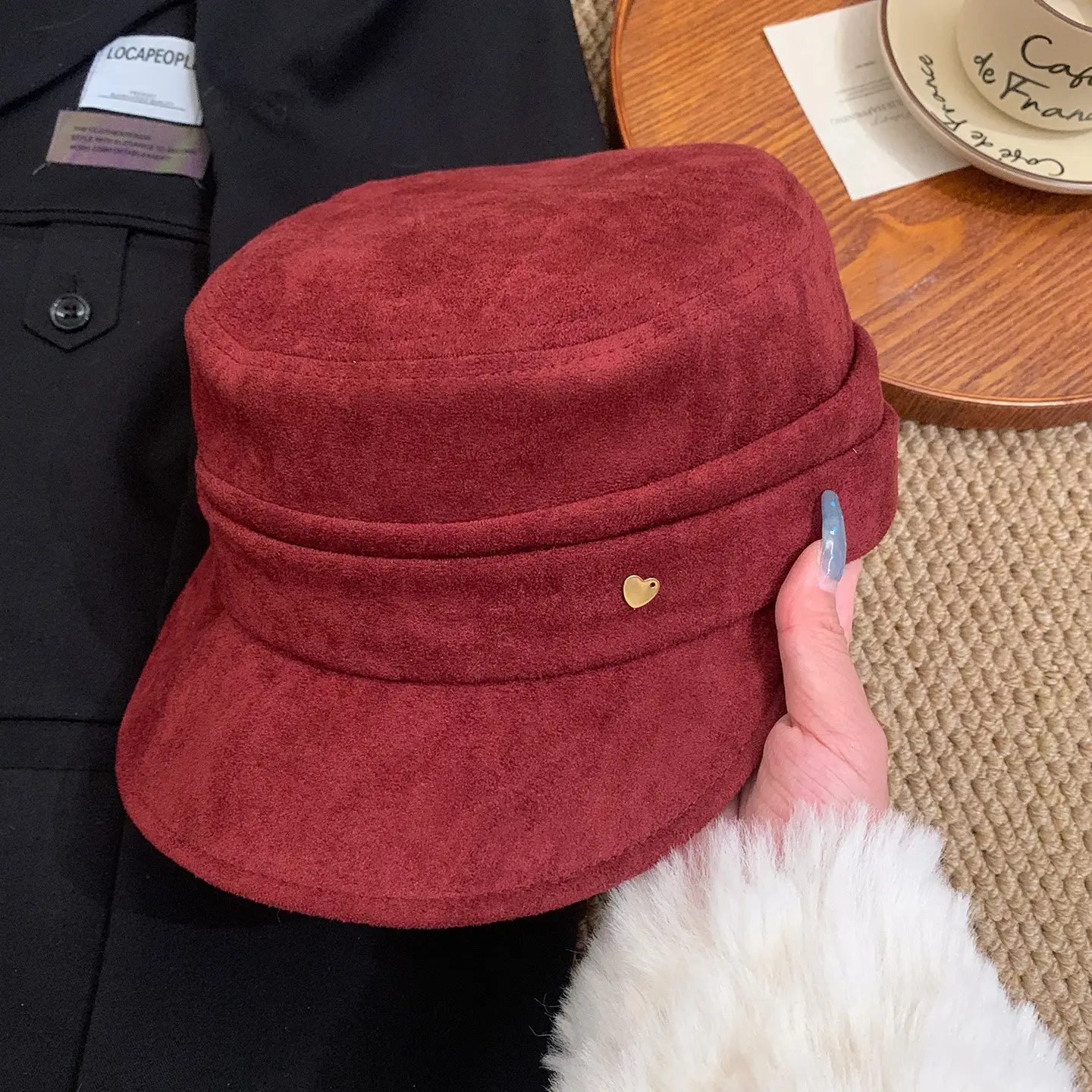 Japanese Retro Melard Pleated Coffee Beret for Women - Image 4