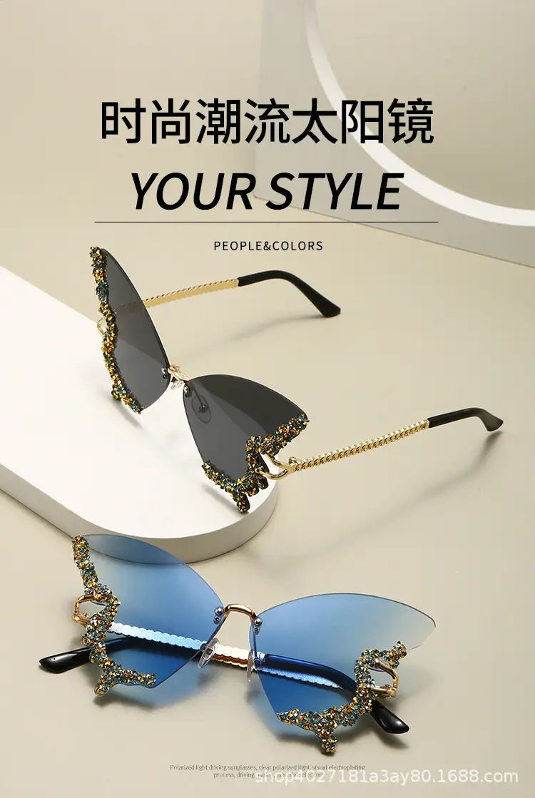 Butterfly-Shaped Diamond Sunglasses for Women β feature 1