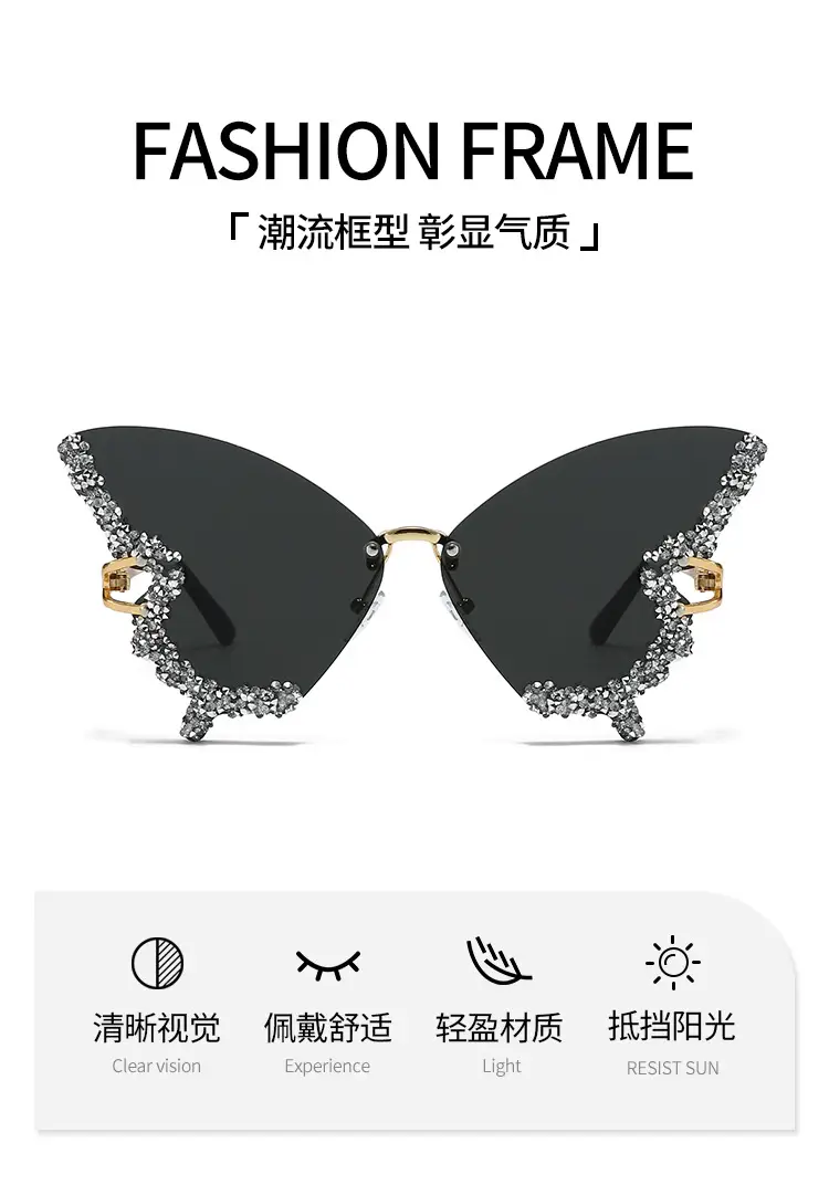 Butterfly-Shaped Diamond Sunglasses for Women β feature 2