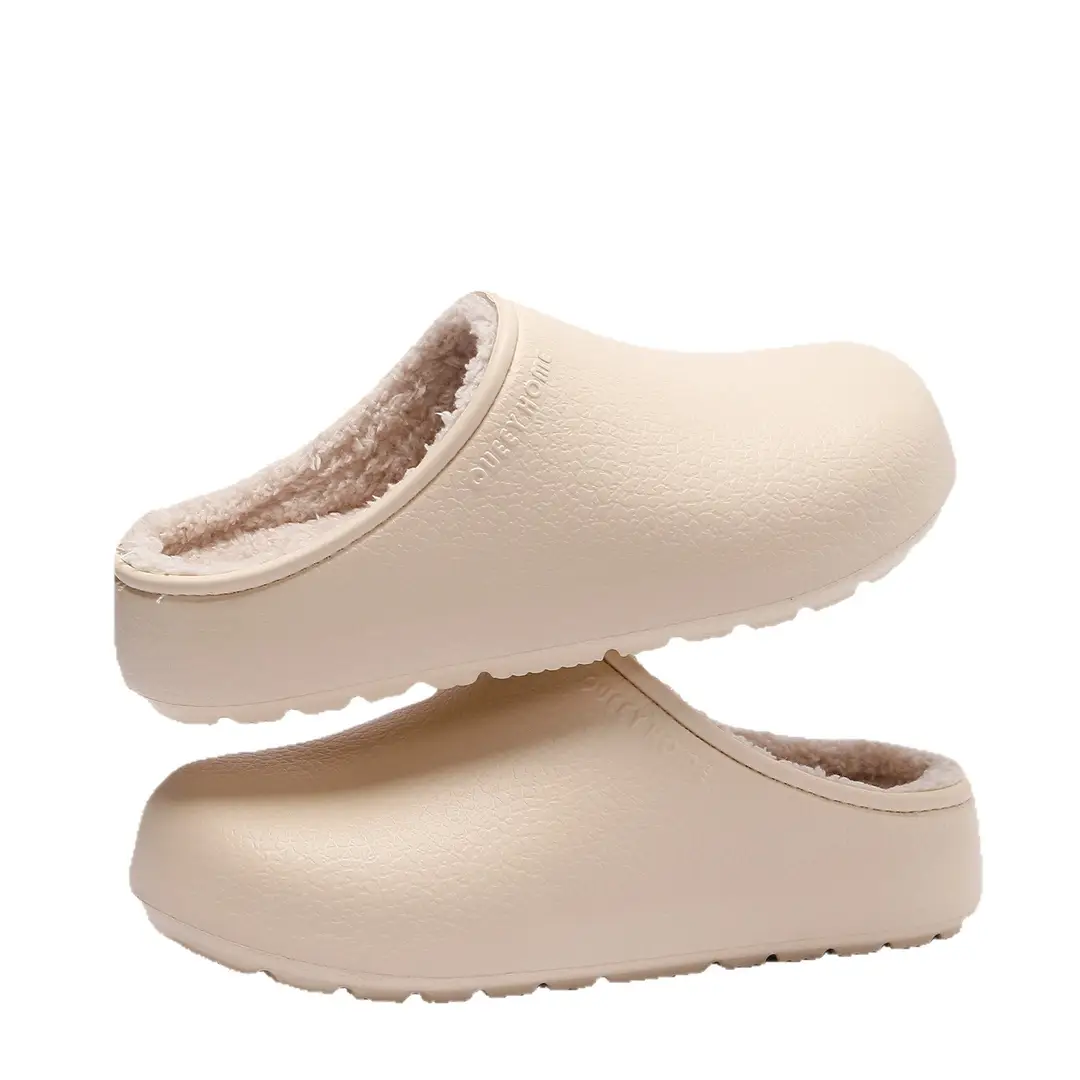 Birkenstock Shoes Women's New Winter Cotton Slippers for Home Fleece-Lined to Heattech, Waterproof, Non-Slip, Versatile and Fashionable Outer Wear for Men in Autumn and Winter