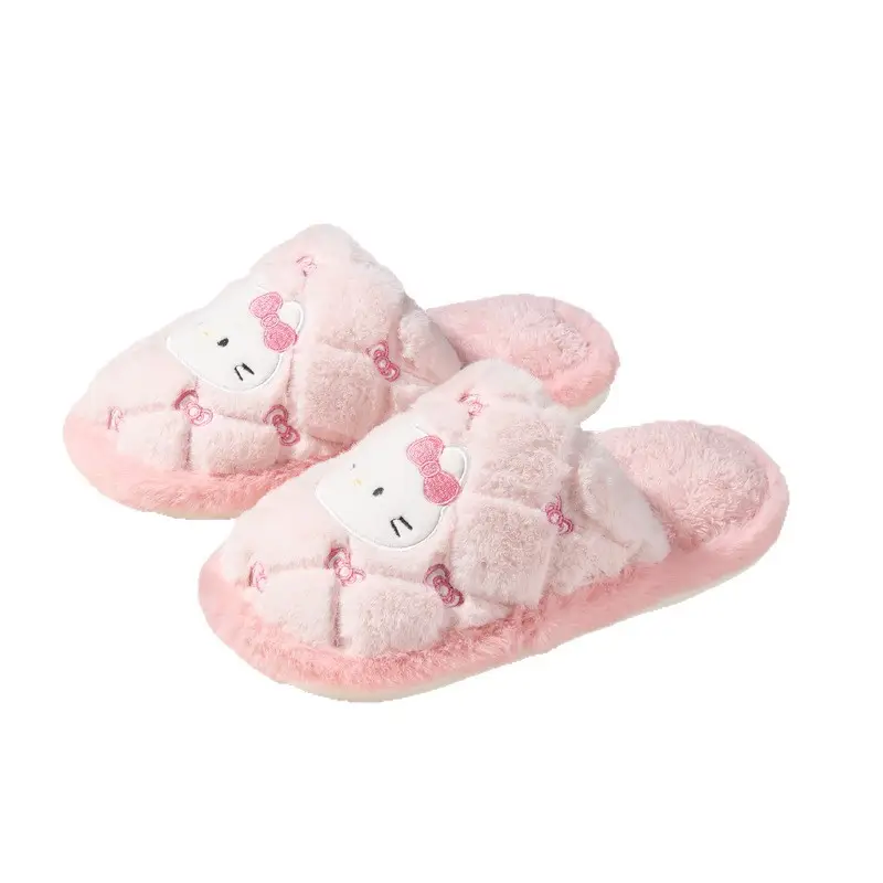 Qidan Shoe Factory Cotton Slippers Women's Autumn and Winter Cartoon Cute Home Plus Velvet Warm Outerwear Furry Cotton Slippers Women's Winter