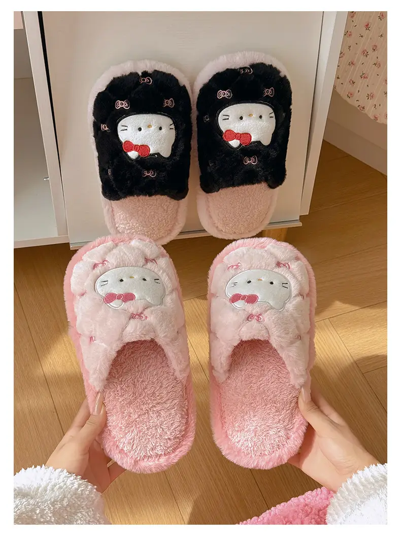 Qidan Shoe Factory Cotton Slippers Women's Autumn and Winter Cartoon Cute Home Plus Velvet Warm Outerwear Furry Cotton Slippers Women's Winter — feature 6