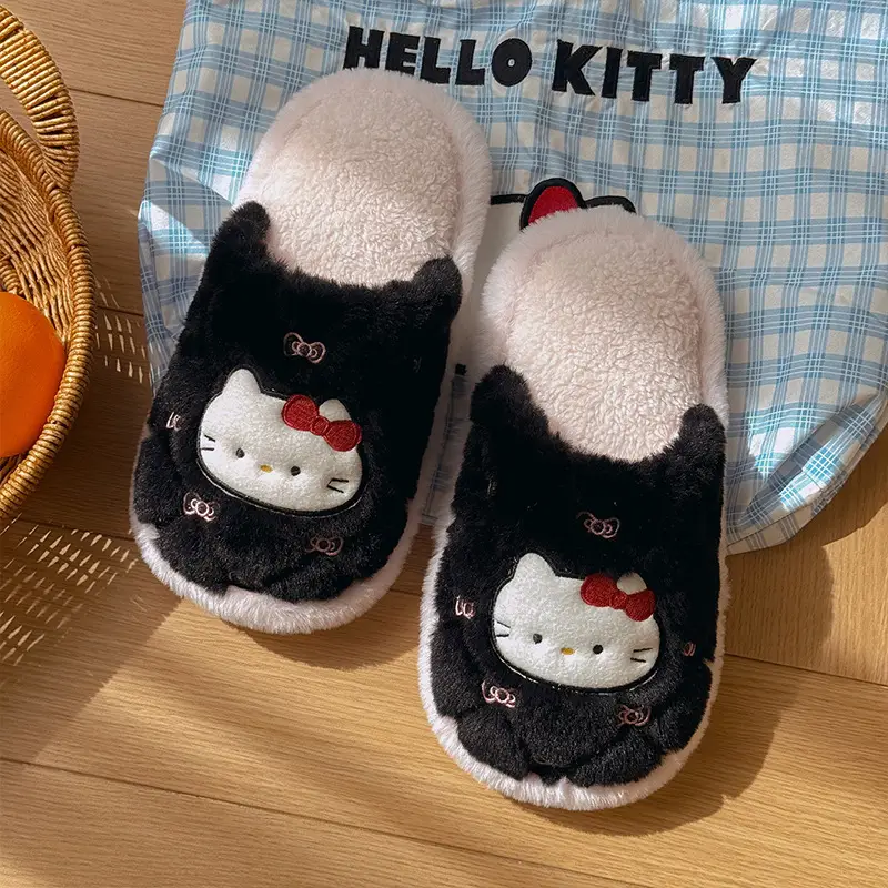 Qidan Shoe Factory Cotton Slippers Women's Autumn and Winter Cartoon Cute Home Plus Velvet Warm Outerwear Furry Cotton Slippers Women's Winter