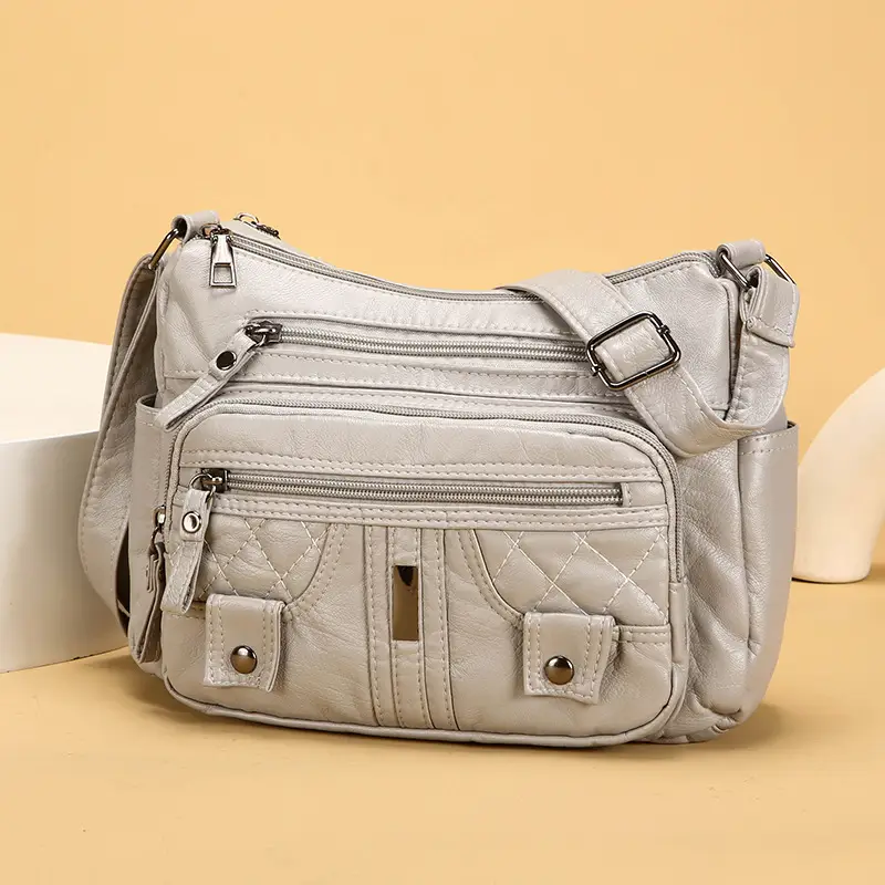 Brown Quilted Shoulder Crossbody Bag Large Capacity - Image 6