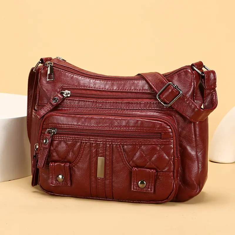 Brown Quilted Shoulder Crossbody Bag Large Capacity - Image 7