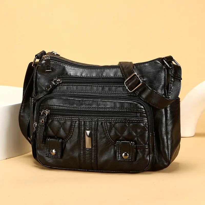 Brown Quilted Shoulder Crossbody Bag Large Capacity - Image 8