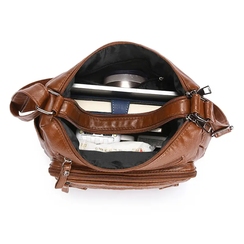 Brown Quilted Shoulder Crossbody Bag Large Capacity - Image 9