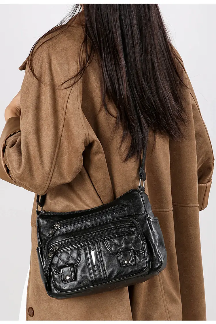 Brown Quilted Shoulder Crossbody Bag Large Capacity — feature 13