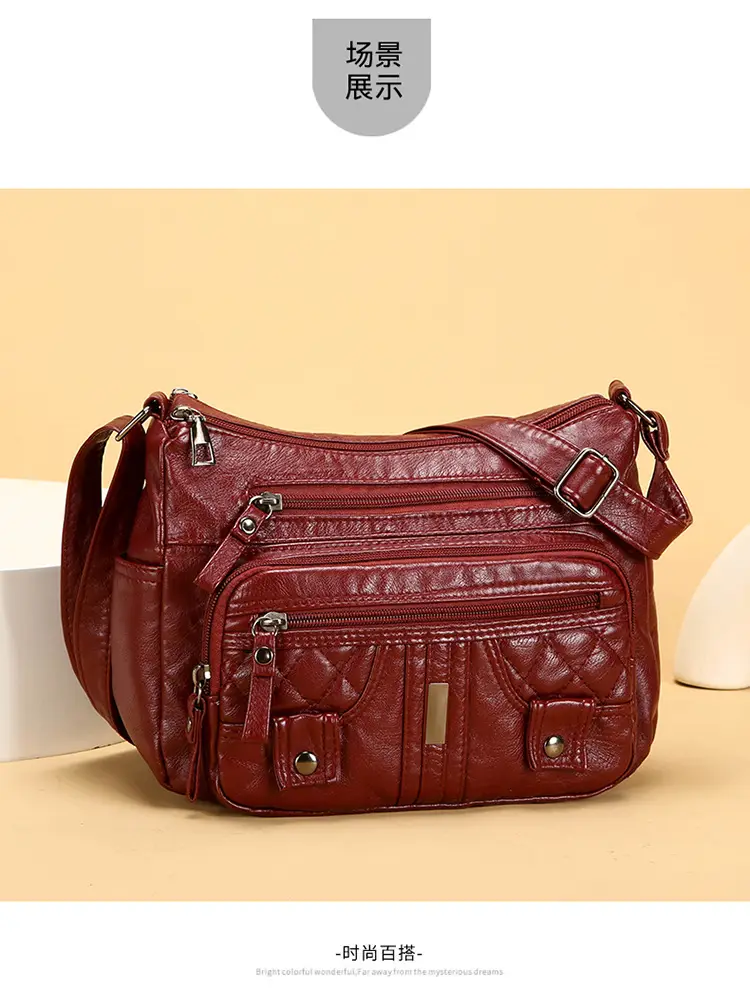 Brown Quilted Shoulder Crossbody Bag Large Capacity — feature 14