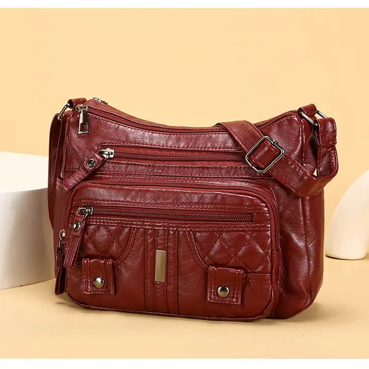 Brown Quilted Shoulder Crossbody Bag Large Capacity — feature 15
