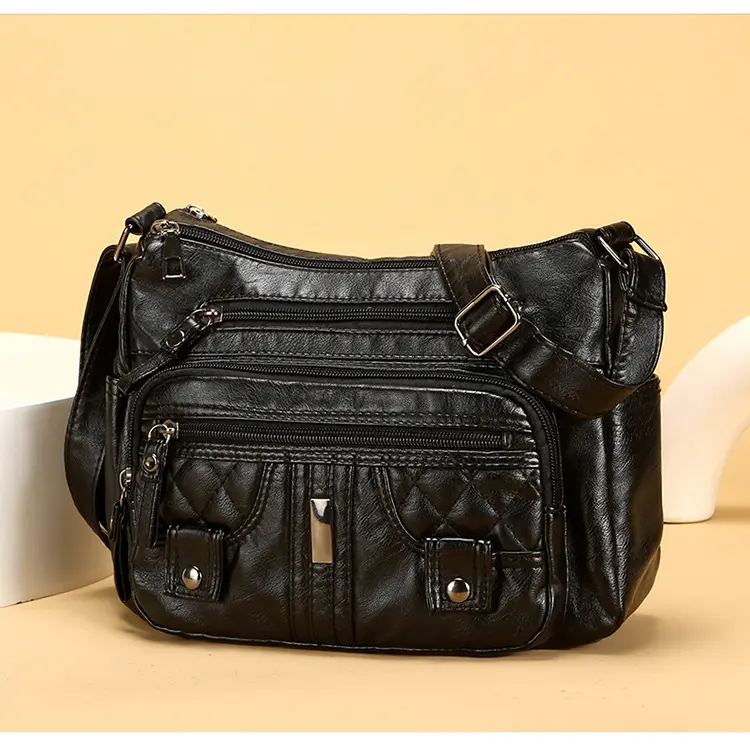 Brown Quilted Shoulder Crossbody Bag Large Capacity — feature 22