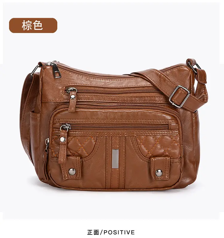 Brown Quilted Shoulder Crossbody Bag Large Capacity — feature 26