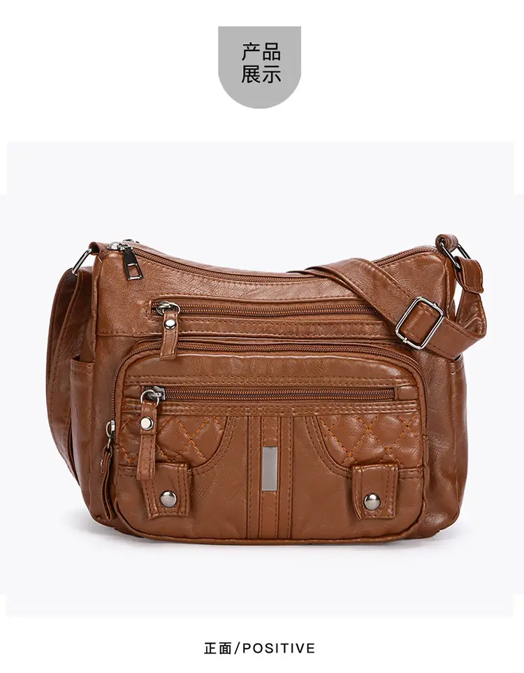 Brown Quilted Shoulder Crossbody Bag Large Capacity — feature 27