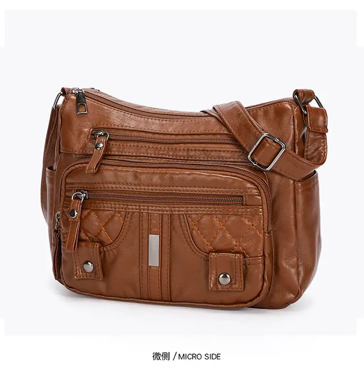 Brown Quilted Shoulder Crossbody Bag Large Capacity — feature 28