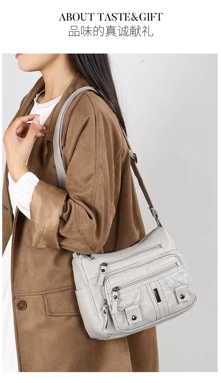 Brown Quilted Shoulder Crossbody Bag Large Capacity — feature 3