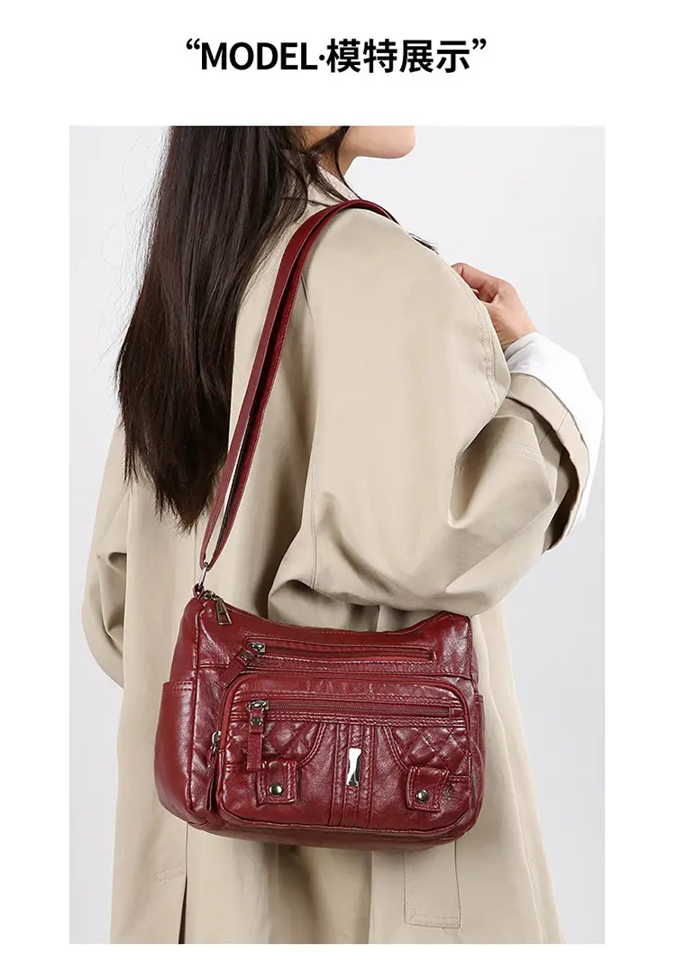 Brown Quilted Shoulder Crossbody Bag Large Capacity — feature 35