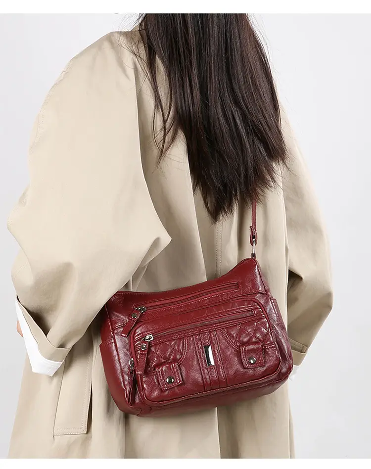 Brown Quilted Shoulder Crossbody Bag Large Capacity — feature 37