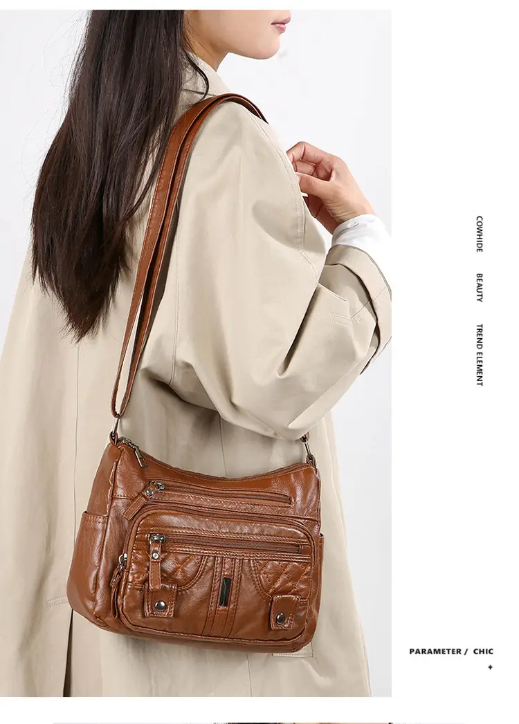 Brown Quilted Shoulder Crossbody Bag Large Capacity — feature 38