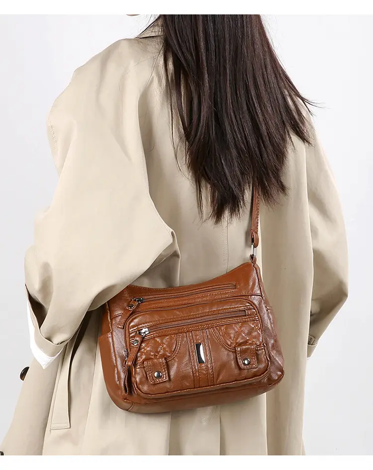 Brown Quilted Shoulder Crossbody Bag Large Capacity — feature 40