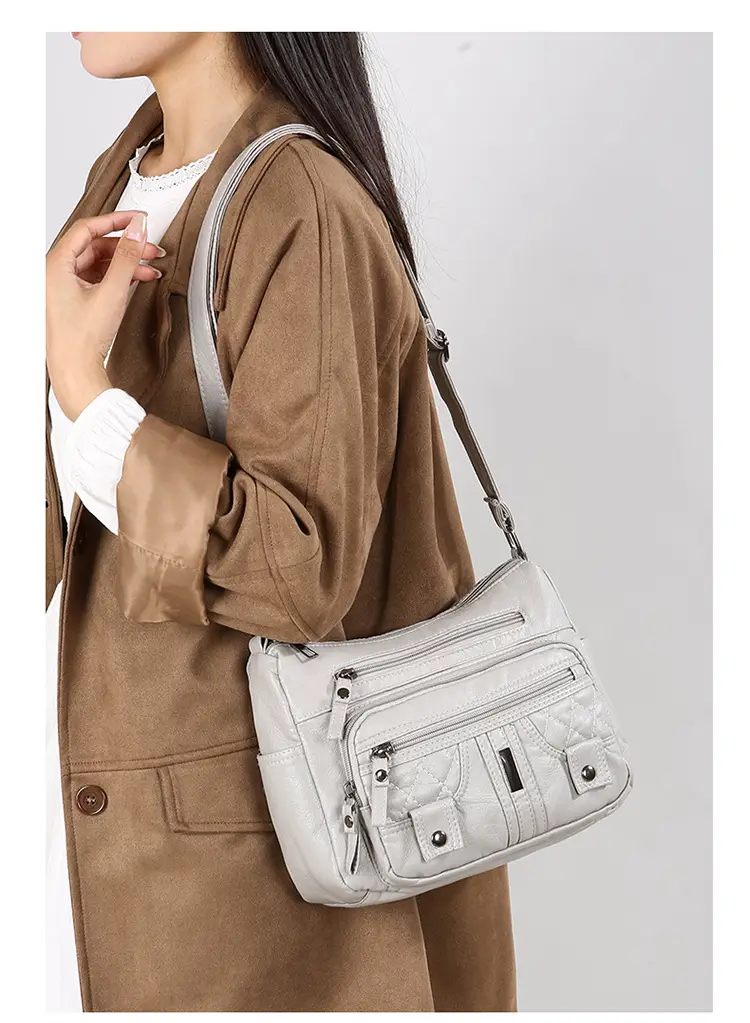 Brown Quilted Shoulder Crossbody Bag Large Capacity — feature 42