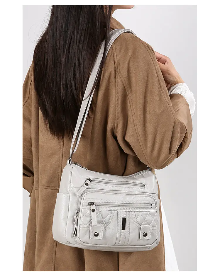 Brown Quilted Shoulder Crossbody Bag Large Capacity — feature 43