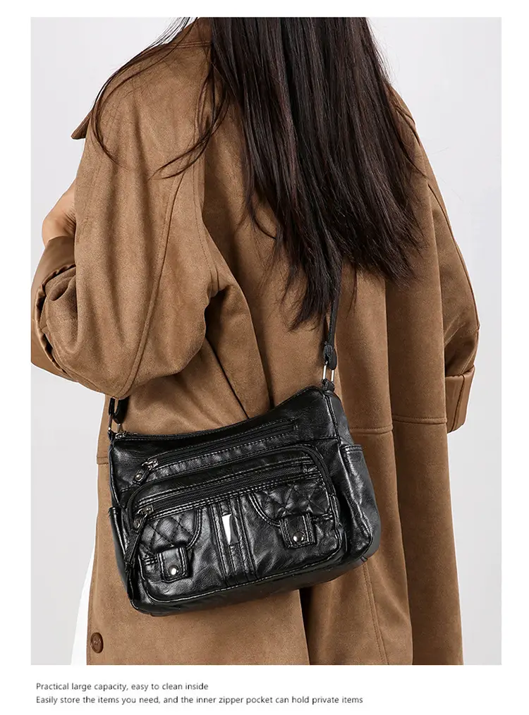 Brown Quilted Shoulder Crossbody Bag Large Capacity — feature 44