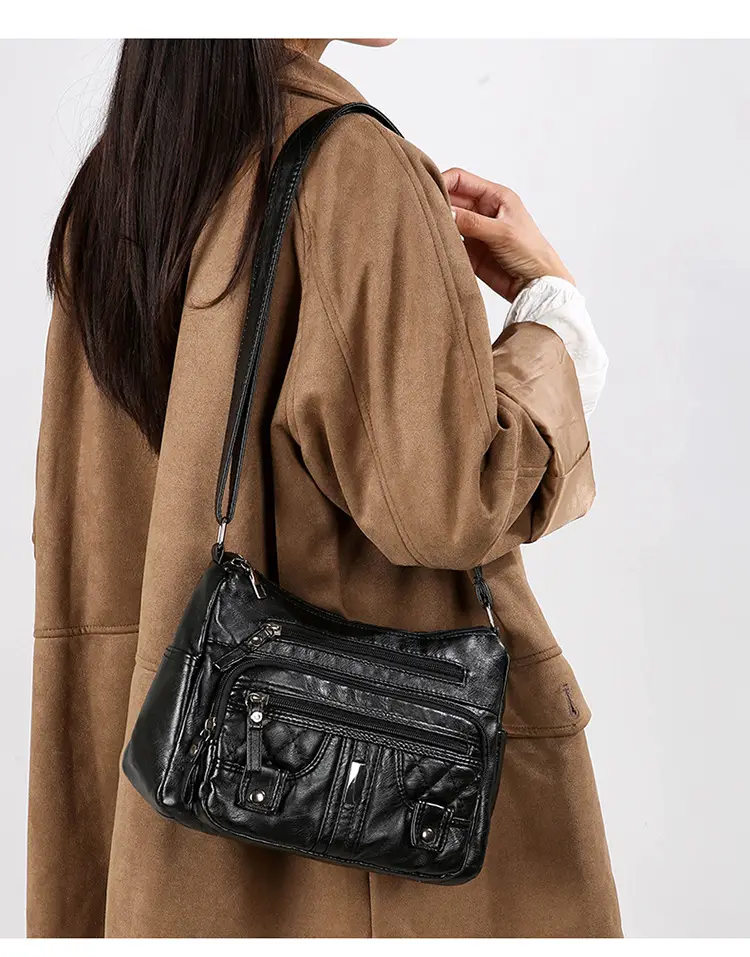 Brown Quilted Shoulder Crossbody Bag Large Capacity — feature 45