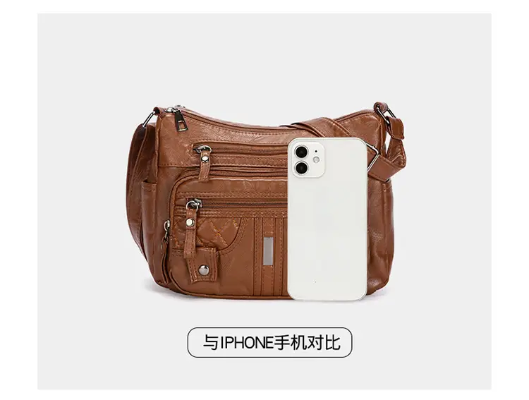 Brown Quilted Shoulder Crossbody Bag Large Capacity — feature 6