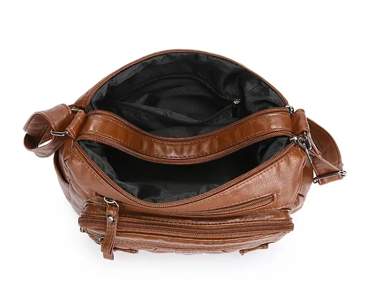 Brown Quilted Shoulder Crossbody Bag Large Capacity — feature 9