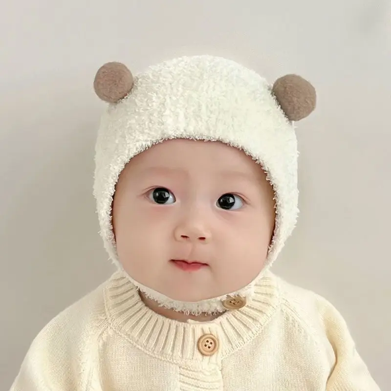 Autumn and Winter Cute Piggy Warm Plush Hats for Boys and Girls, Outdoor Windproof Hats, Baby Ear Protection Hats, Baby Hats