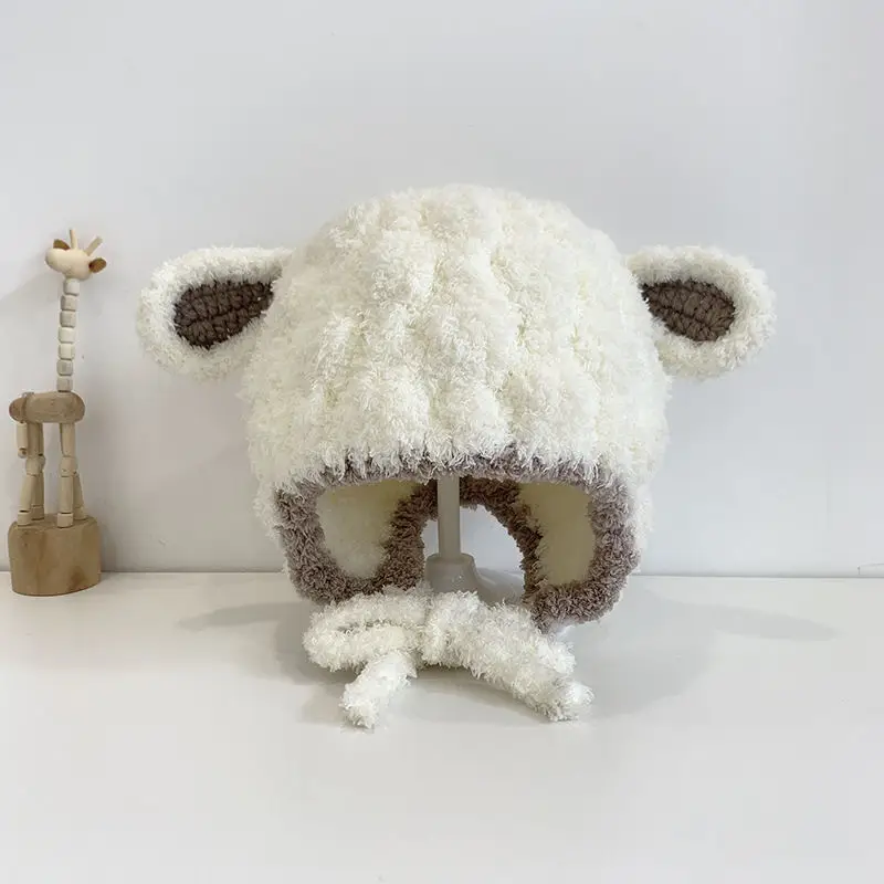Autumn and Winter Cute Piggy Warm Plush Hats for Boys and Girls, Outdoor Windproof Hats, Baby Ear Protection Hats, Baby Hats